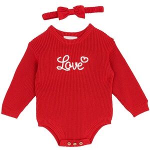 NWT Baby Girls Long-Sleeve Love Sweater-Knit Bodysuit 18 mo